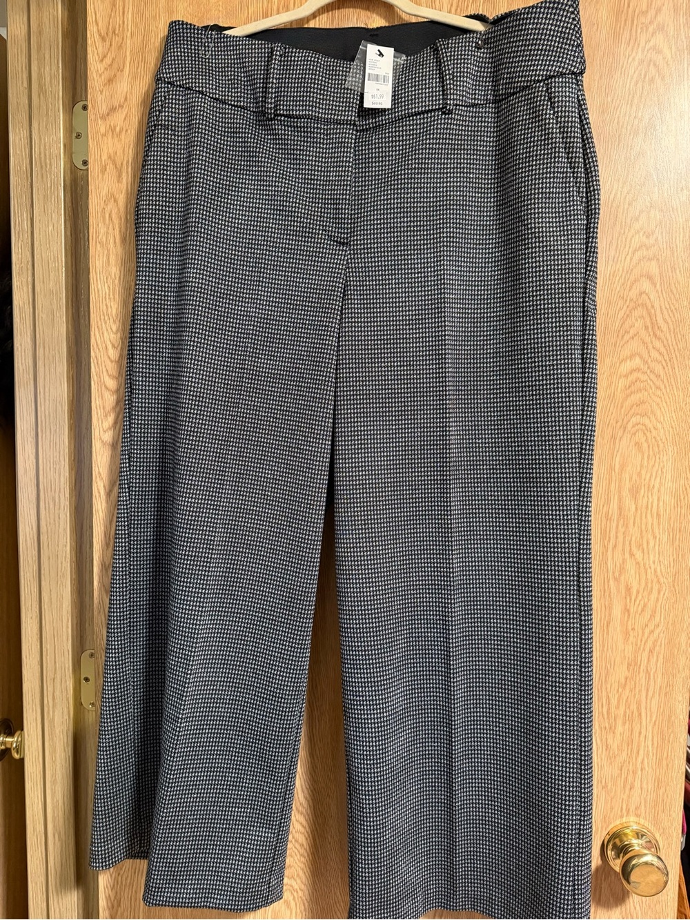 Lane Bryant Black and White Wide-Leg Houndstooth Pants